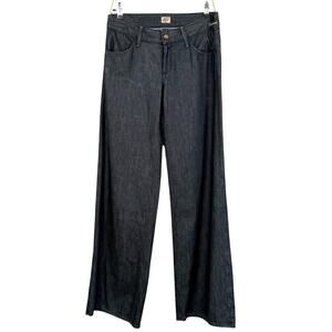 Goldsign Dietrich Wide Leg Jeans Dark Wash Denim Made in USA Size 28